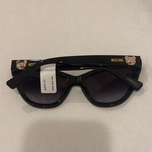 Moschino Black Sunglasses with Gold Bear Accents